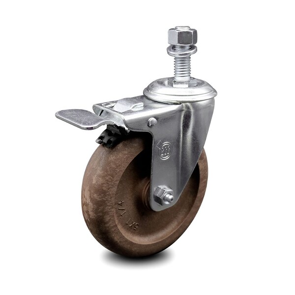 5 Inch High Temp Glass Filled Nylon 1/2 Inch Stem Caster with Total Lock Brake SCC